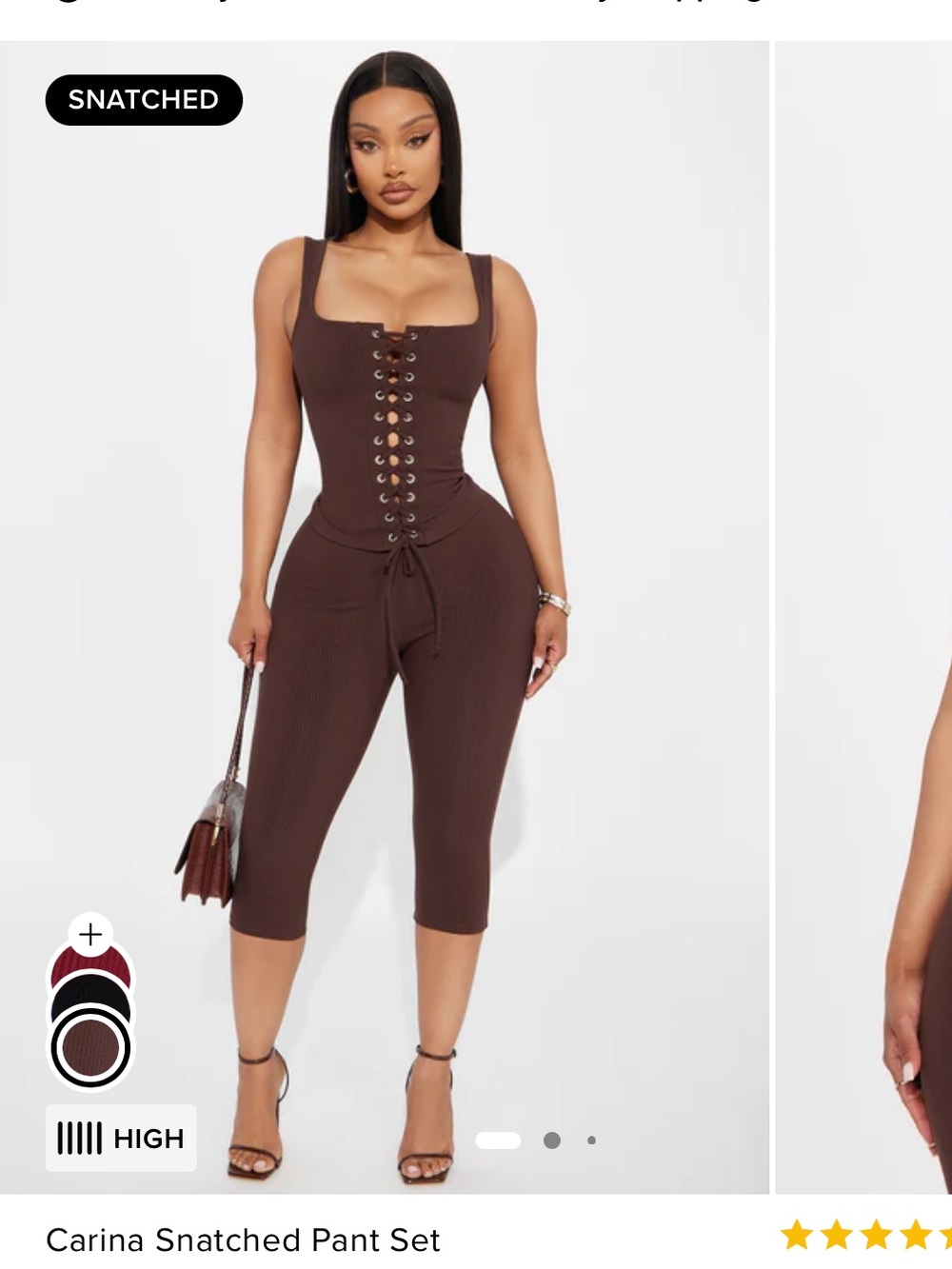 Fashion Nova Carina Snatched Pant Set - Brown